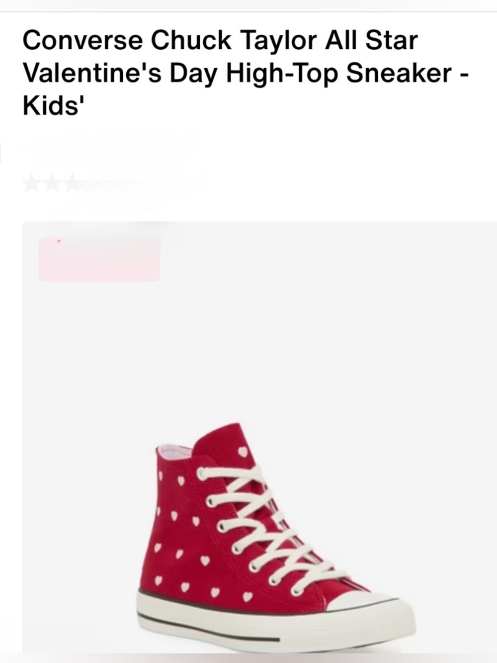 Converse Chuck Taylor All Star
Valentine's Day High-Top Sneaker -
Kids' 4.5